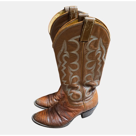 Tony Lama Other - Tony Lama Lizard Exotic Teju Leather‎ Western Boots Men's 5.5 B Cowboy J 4124